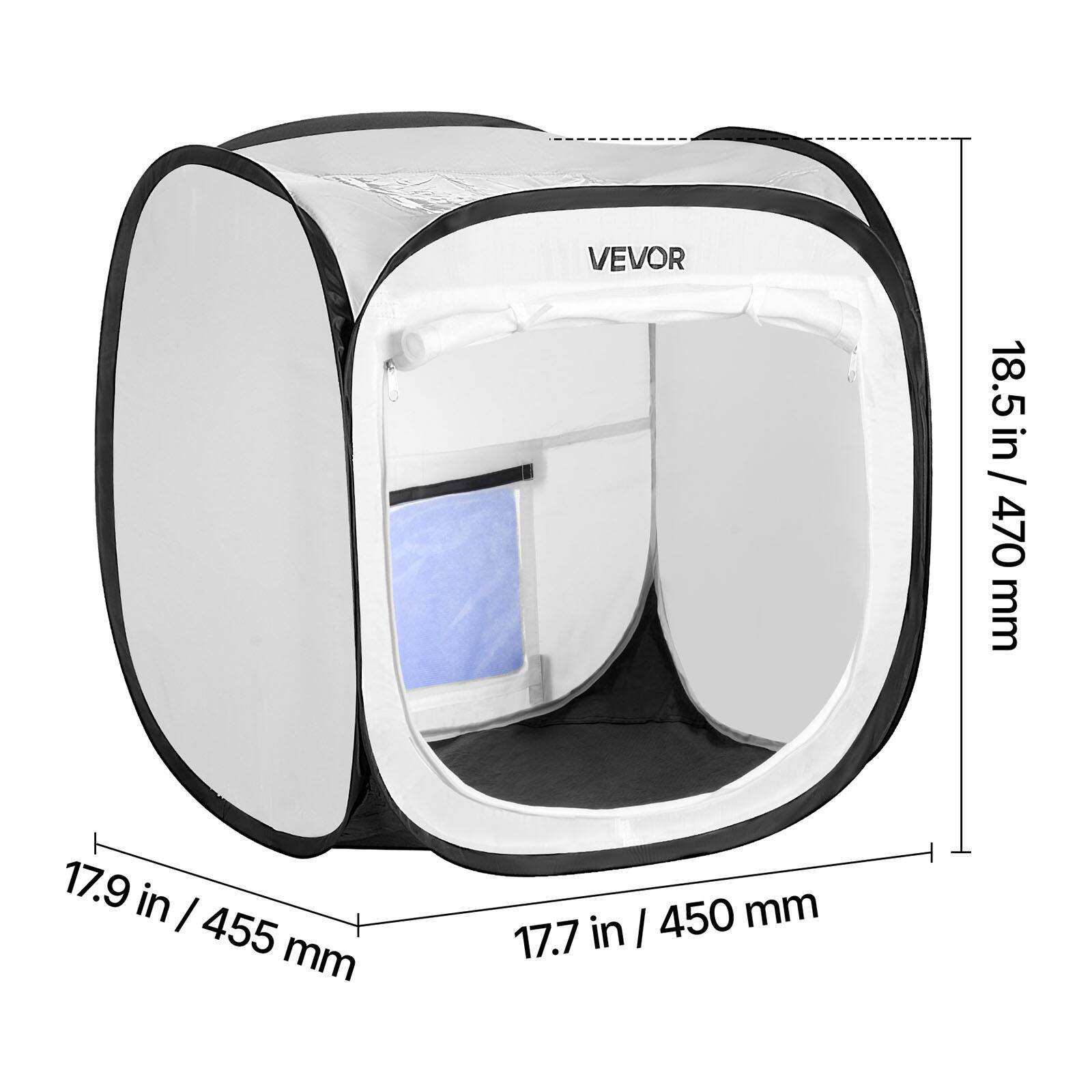 VEVOR  
18.5 in / 470 mm  
17.9 in / 455 mm  
17.7 in / 450 mm