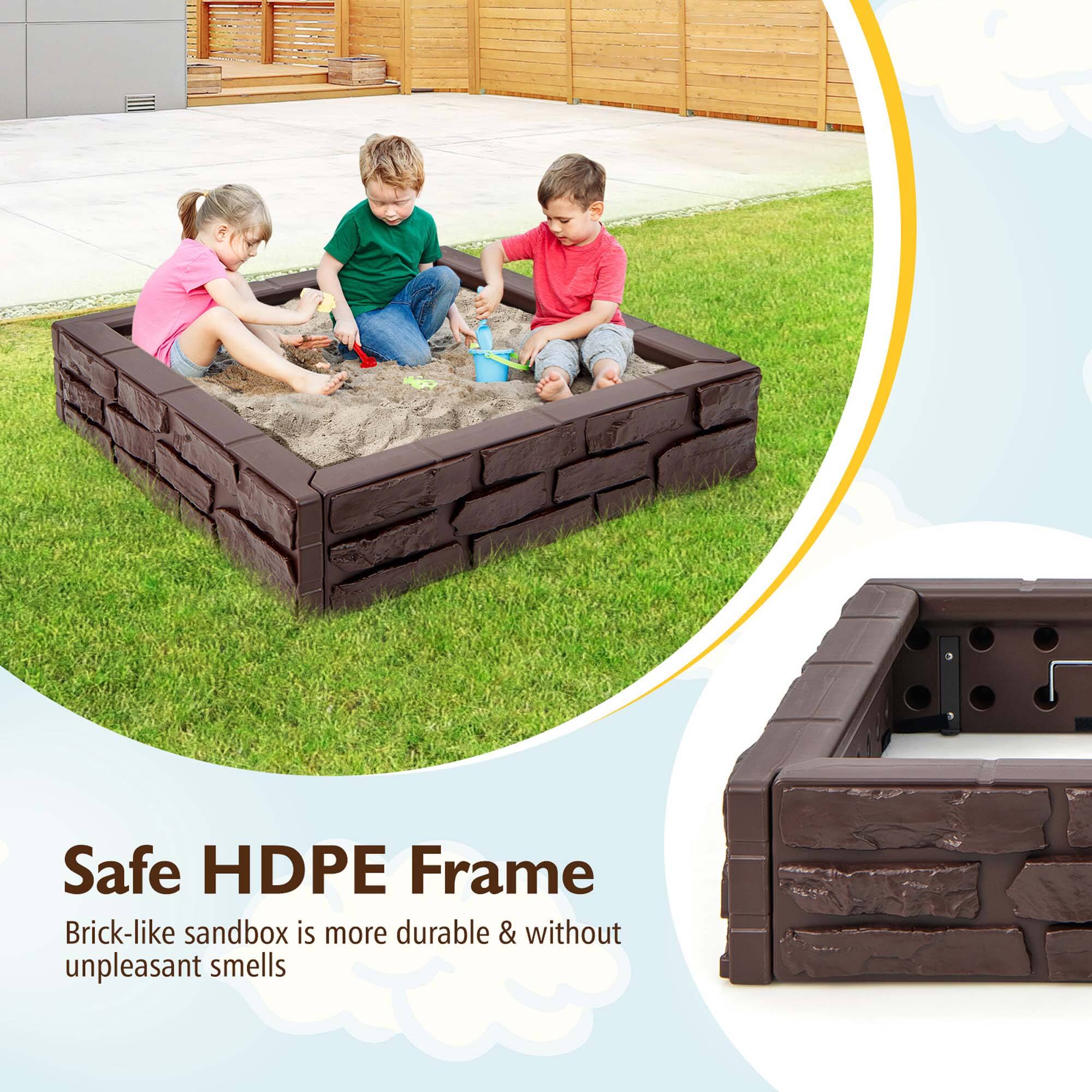 Safe HDPE Frame  
Brick-like sandbox is more durable & without unpleasant smells