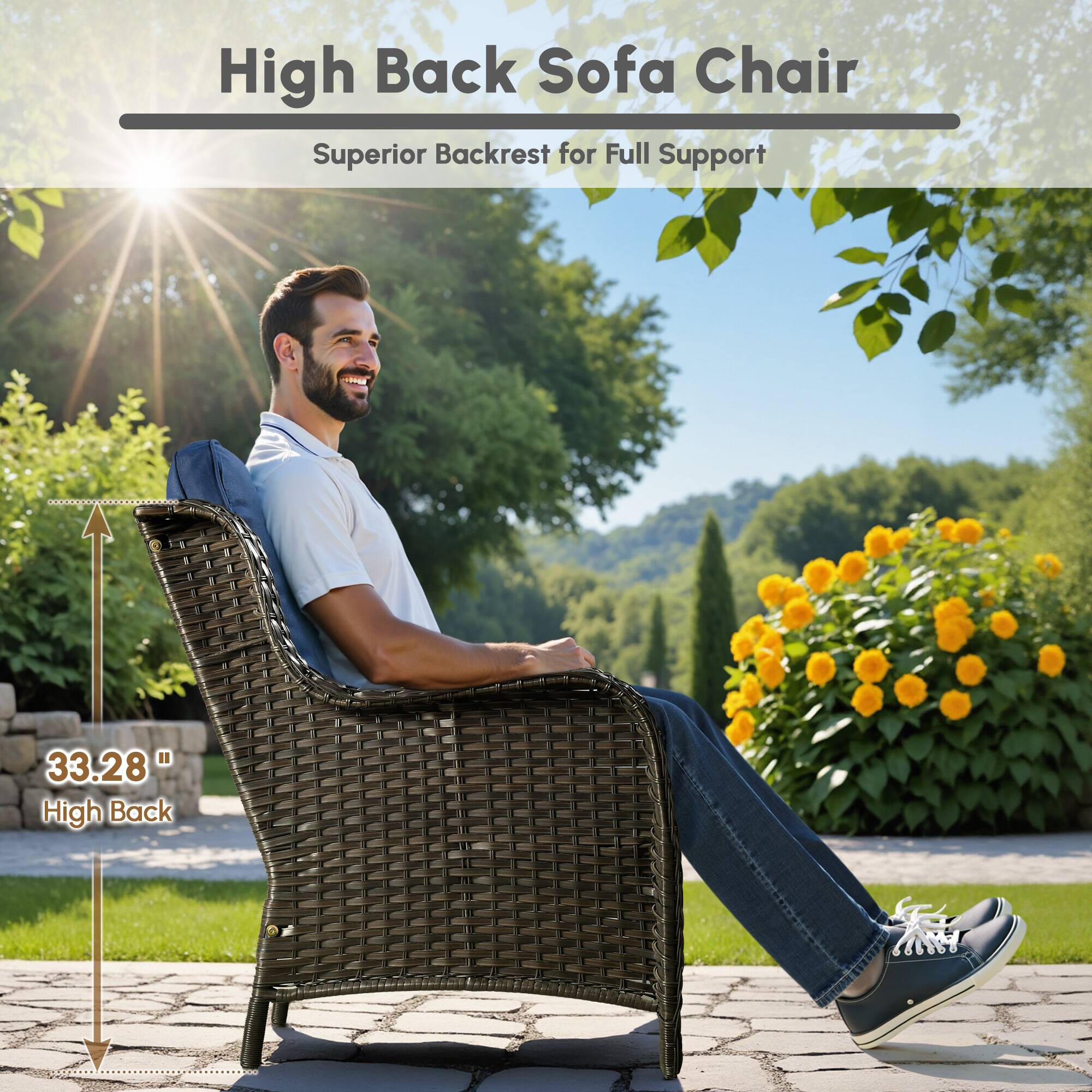 High Back Sofa Chair  
Superior Backrest for Full Support  

33.28" High Back