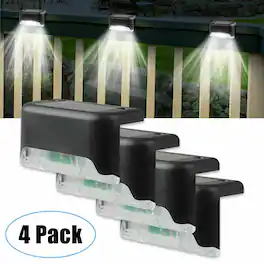 Oumilen - 4 Pack Solar Step Deck Lights – Waterproof Warm White LED Fence Lights for Outdoor Stairs Patio Garden