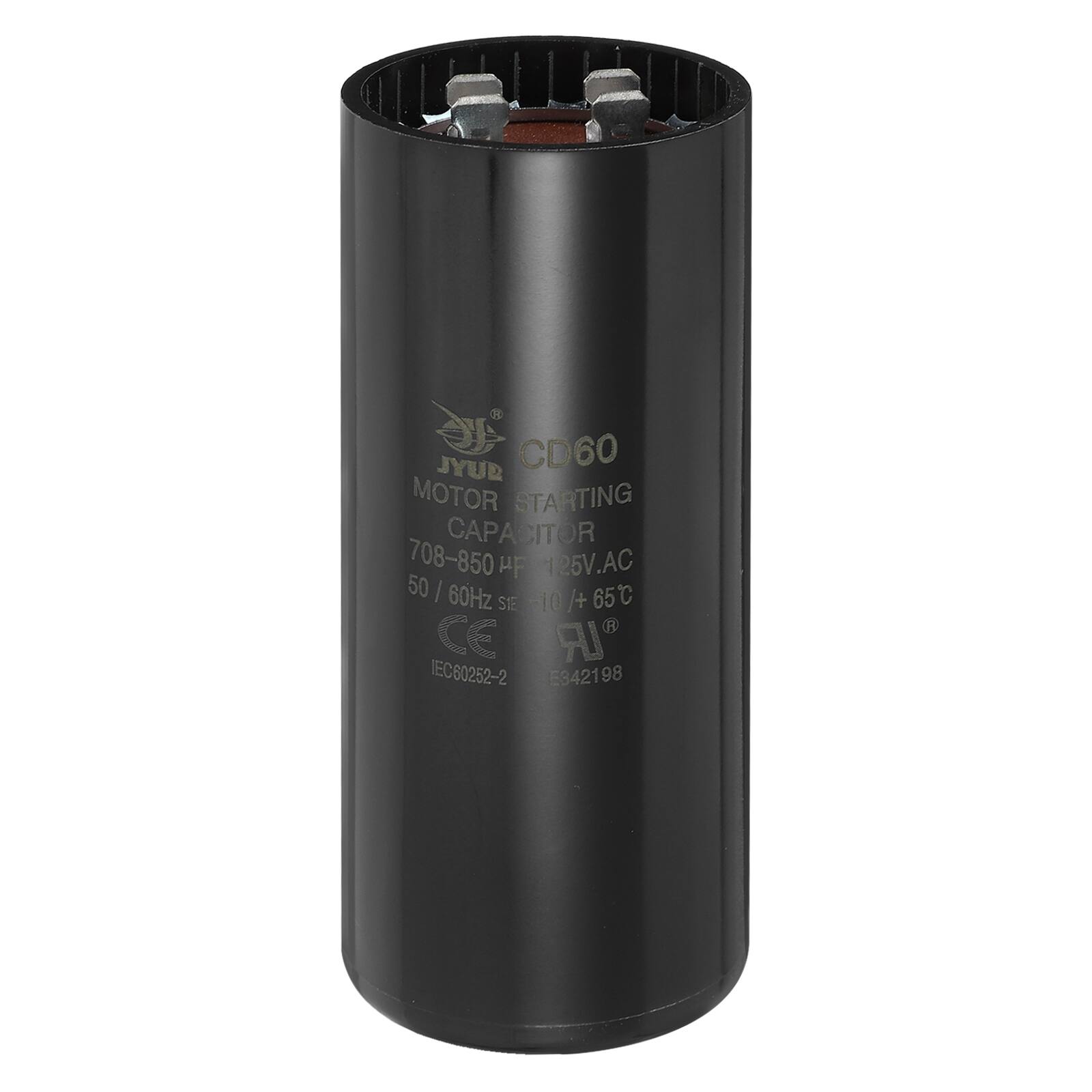 JYUR CD60 MOTOR STARTING CAPACITOR 708-850 µF 125V.AC 50 | 60Hz 65°C SE -10 /+ 10°C CE A IEC60252-2 E342198