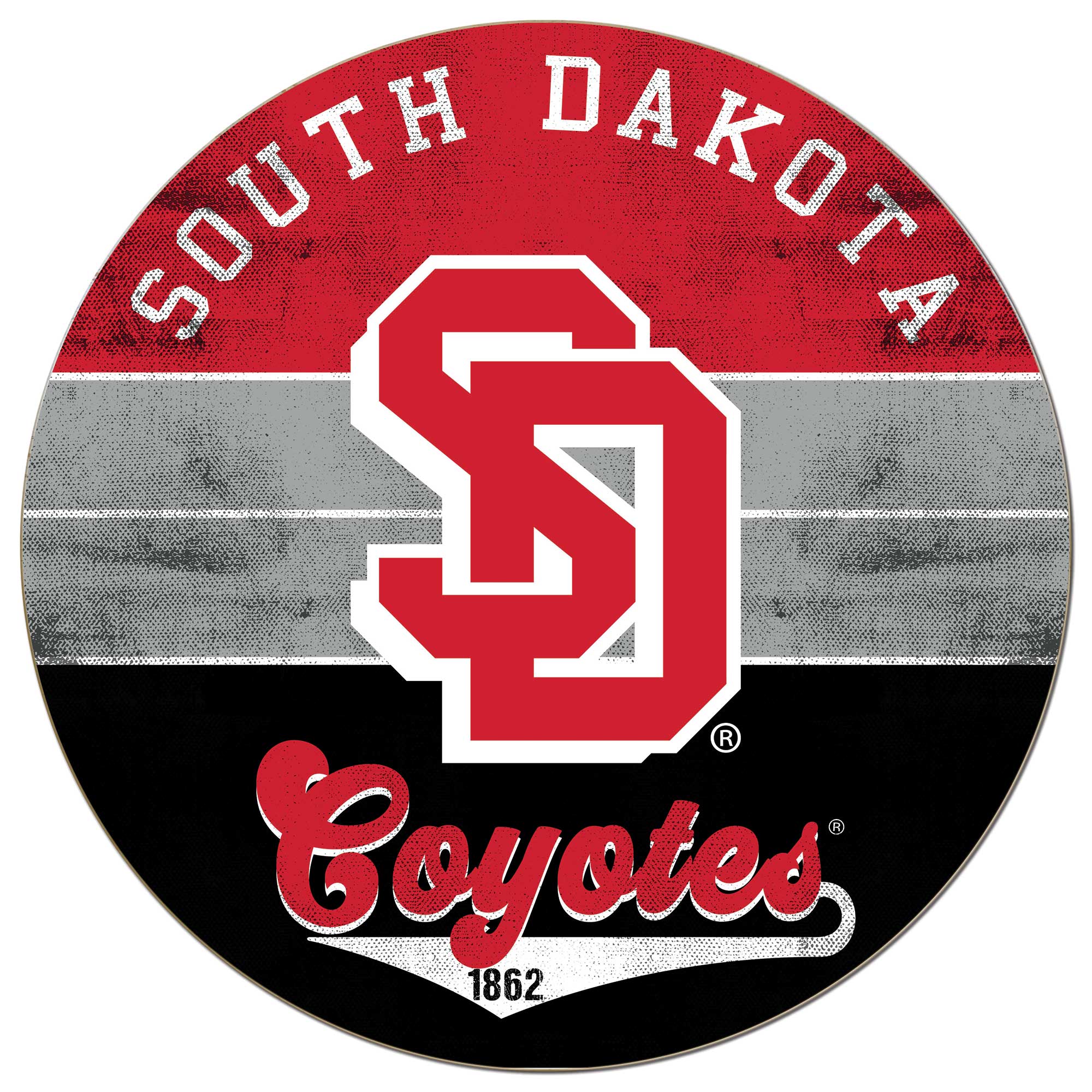 South Dakota Coyotes 20'' x 20'' Retro Logo Circle Sign