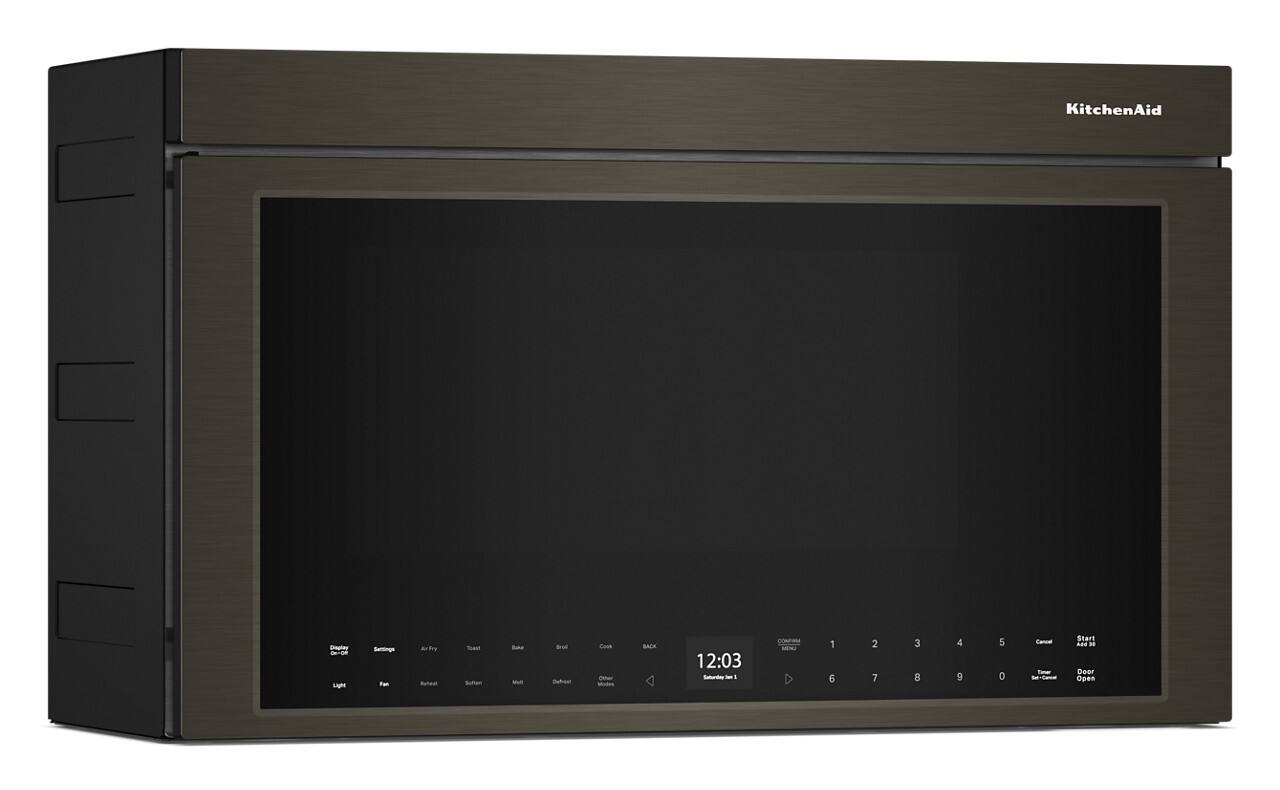 Alt View 1. KitchenAid - 1.1 Cu. Ft. Convection Flush Built-In Over-the-Range Microwave with Air Fry Mode - Black Stainless.