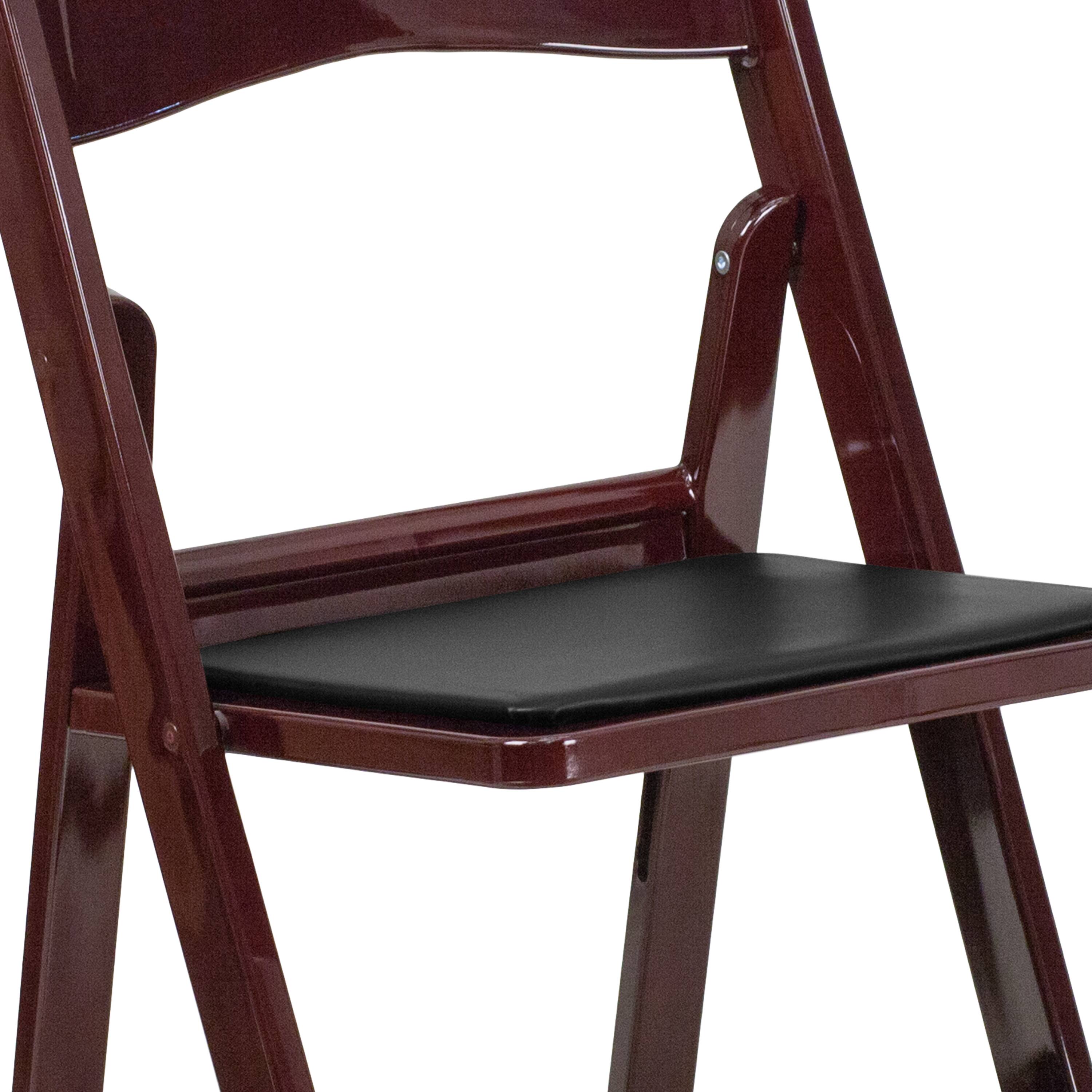 Alt View 10. Emma + Oliver - Folding Chair - Resin– 2 Pack 800LB Weight Capacity Event Chair - Red Mahogany.