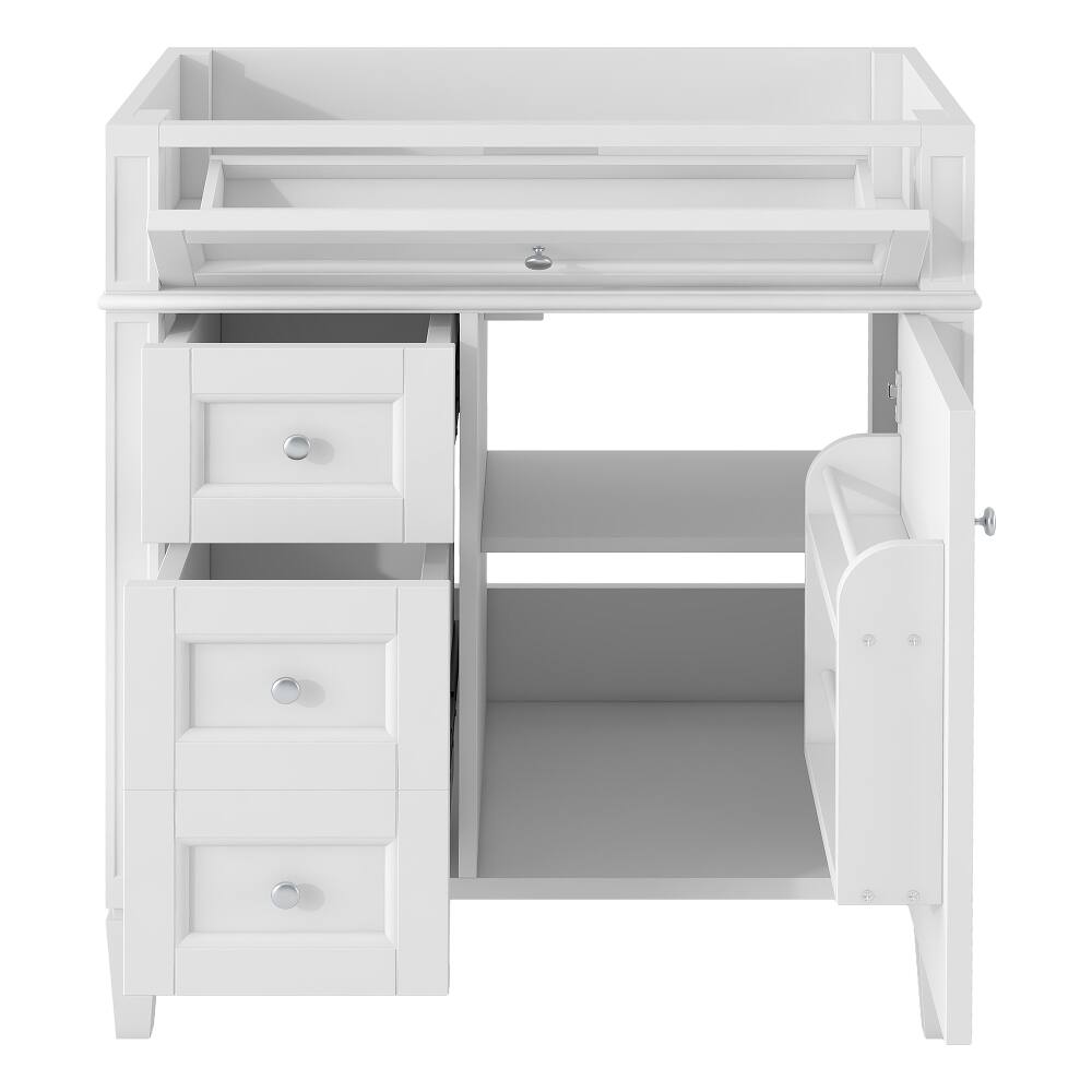 Angle. Loheer - Loheer 30 inch bathroom vanity without top, white bathroom storage cabinet with 3 drawers - White.