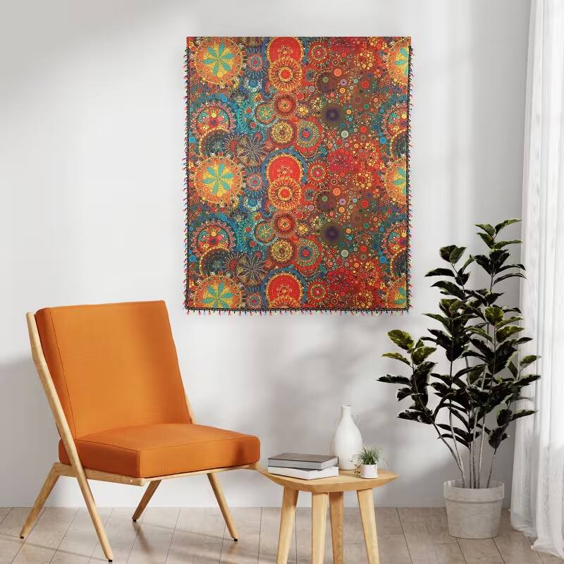 Angle. Oumilen - 2-Pack Boho Mandala Curtains, Colorful Circle Print Window Curtains with Multicolor Tassels Rod Pocket 60x86 Inch - Multicolor.
