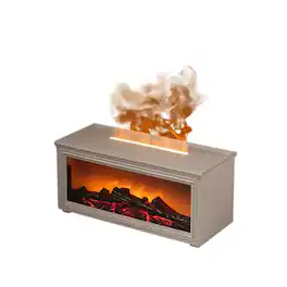 Cluzine - Humidifier Retro 7-Color Flame Fireplace Remote Control Aroma Diffuser Simulated Flame Atomizer Timing - White