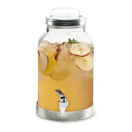 Front. Style Setter - Silver Creek 1.5 Gallon Glass Beverage Dispenser - Clear.