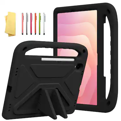 Front. Dteck - For Samsung Galaxy Tab S11 2025 11-inch Rugged Case Kids Friendly EVA Handle Grip Kickstand Shockproof Cover - Black.