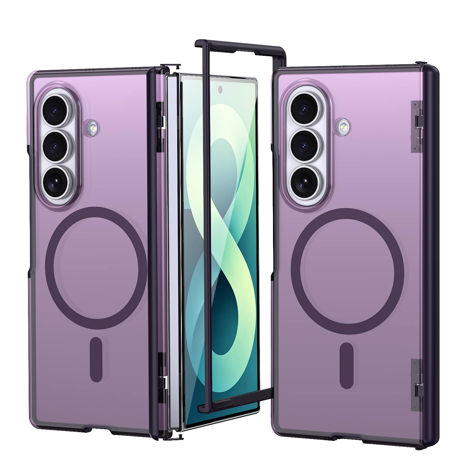 Dteck - Rugged Magnetic Case For Samsung Galaxy Z Fold8 Ultra Shockproof Matte Anti-Fingerprint Cover Hinge Protection - Purple
