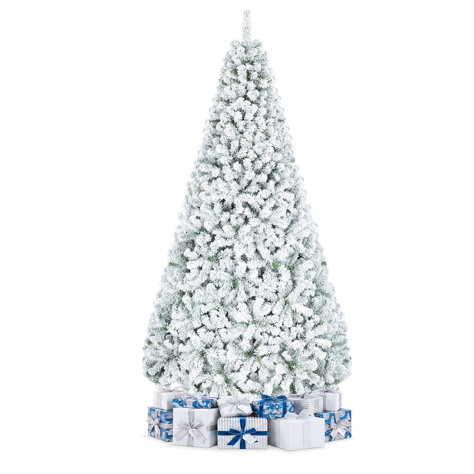 Alt View 9. Gymax - Gymax 9 FT Snow Flocked Artificial Christmas Tree w/ 1498 Realistic Branch Tips White & Green - Green.