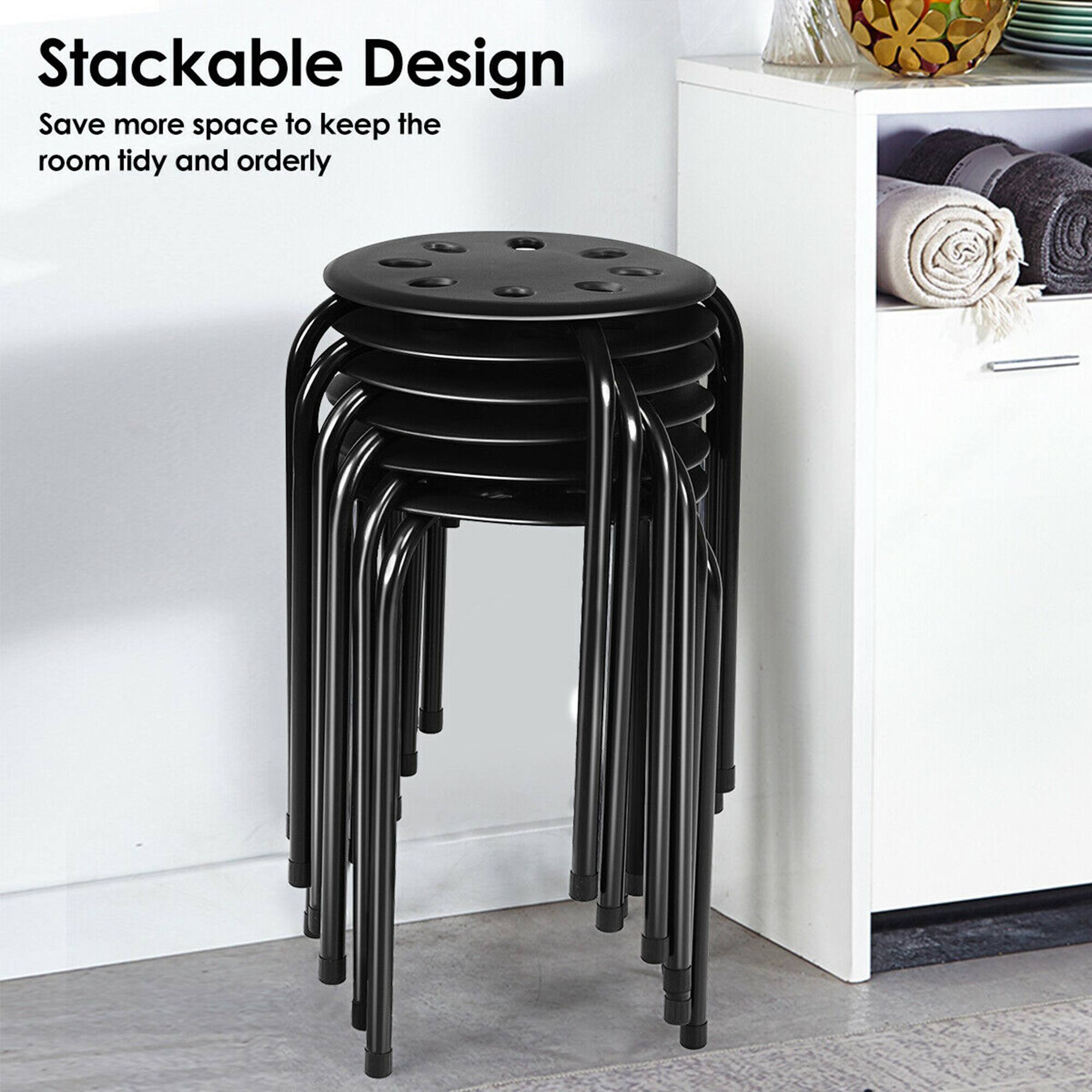 Stackable Design  
Save more space to keep the room tidy and orderly