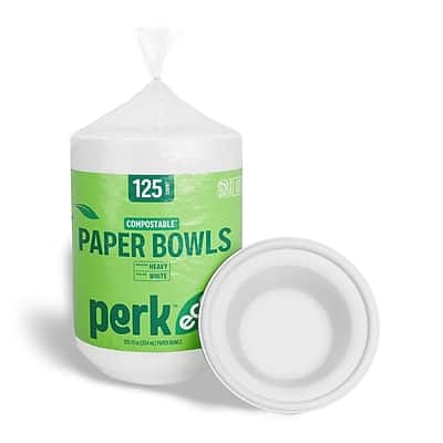 125 Compostable Paper Bowls  
Heavy Weight  
Perk e  
100% Compostable & Biodegradable