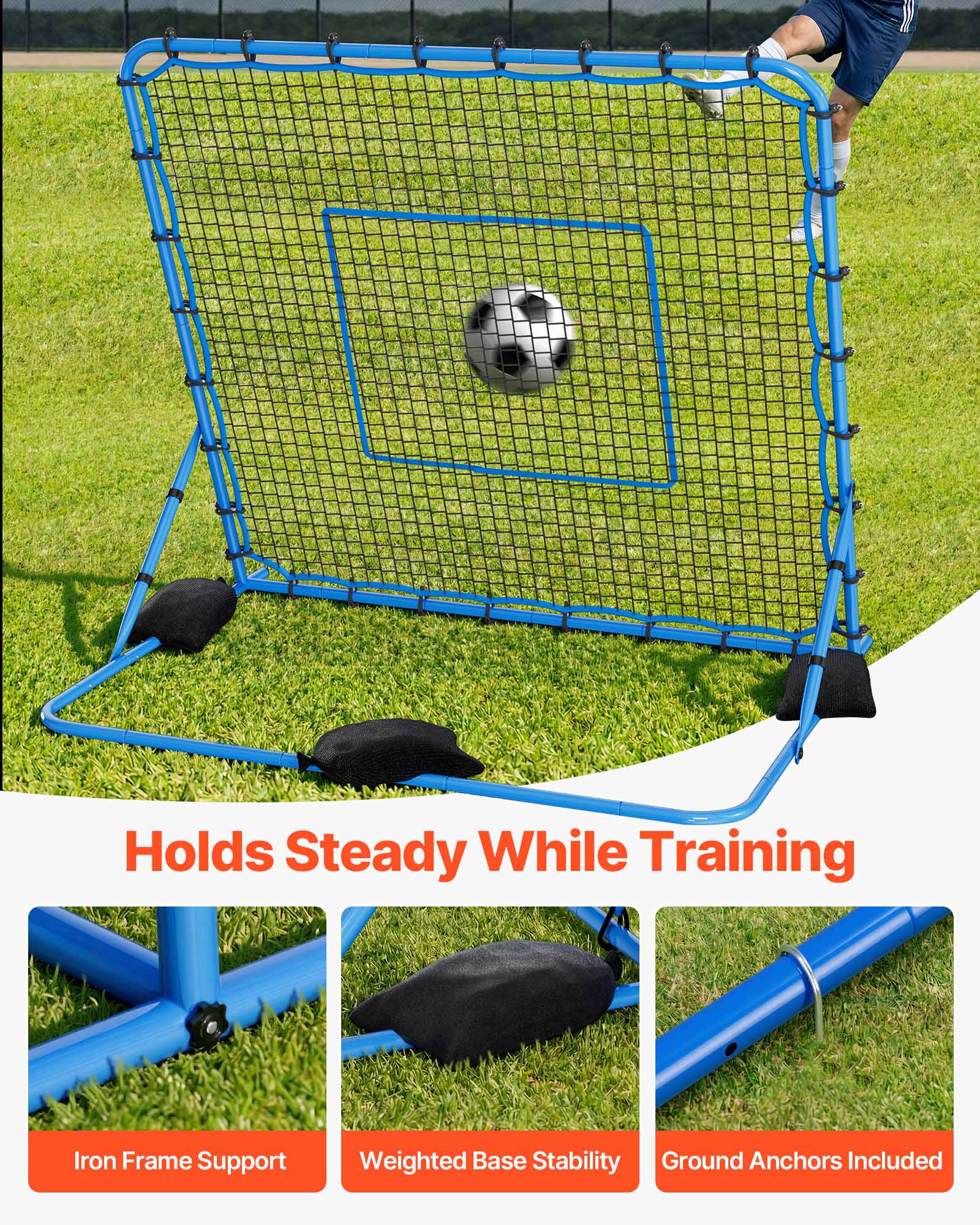 Holds Steady While Training

Iron Frame Support

Weighted Base Stability

Ground Anchors Included