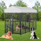 Front. LOVMOR - LOVMOR Heavy Duty Outdoor Dog Kennel: 8x4x5.6-ft Steel Pet Enclosure for Backyard with Anti-Rust Coating.