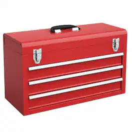 Costway - Portable Tool Chest Box Storage Cabinet Garage Mechanic Organizer 3 Drawers - Red
