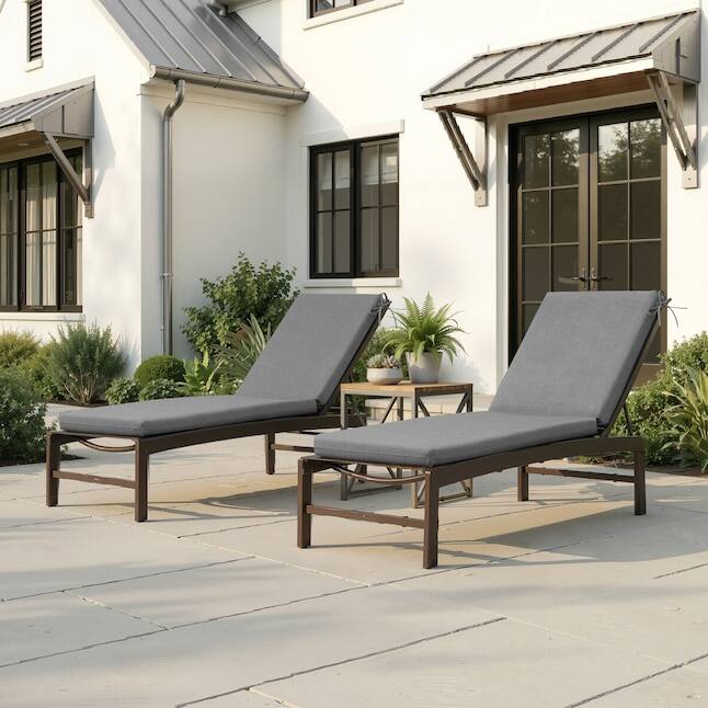 Angle. Crestlive Products - Crestlive Products 1pc 80in Outdoor Water Resistant Chaise Lounge Chair Cushion with Ties Patio lounge cushion - Light gray.