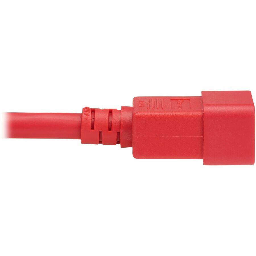 Alt View 2. Tripp Lite - Eaton Tripp Lite Series Power Cord, C20 to C21 - Heavy-Duty, 20A, 250V, 12 AWG, 4 ft. (1.2 m), Red - For Network Switch - Red.