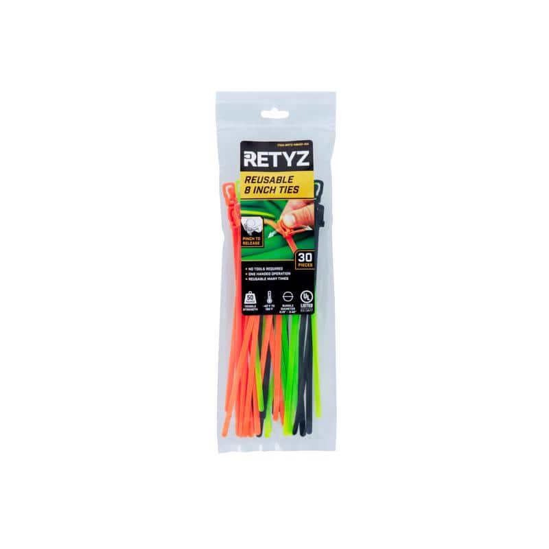 RETYZ - EveryTie 8 in. L Assorted Cable Tie 30 pk - Black