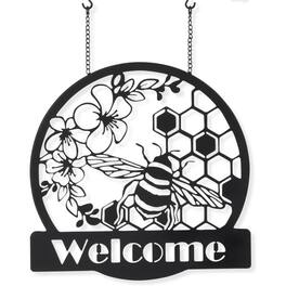K&K Interiors - Metal Cutout Bee Welcome Sign Arrow Replacement 13 inch - Arrow Sold Separately - Black