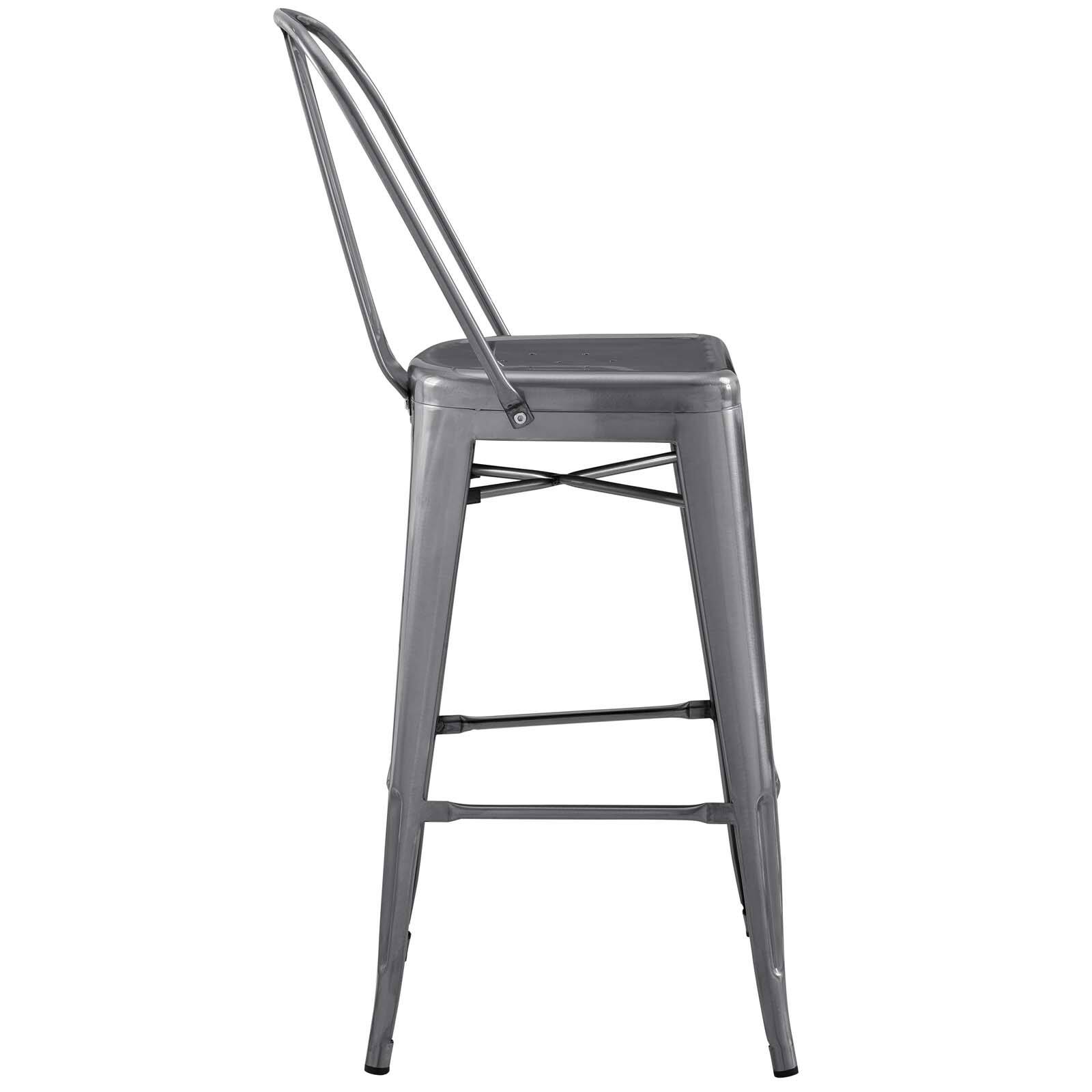Back. Modway - Promenade Bar Side Stool by Modway - Gunmetal.