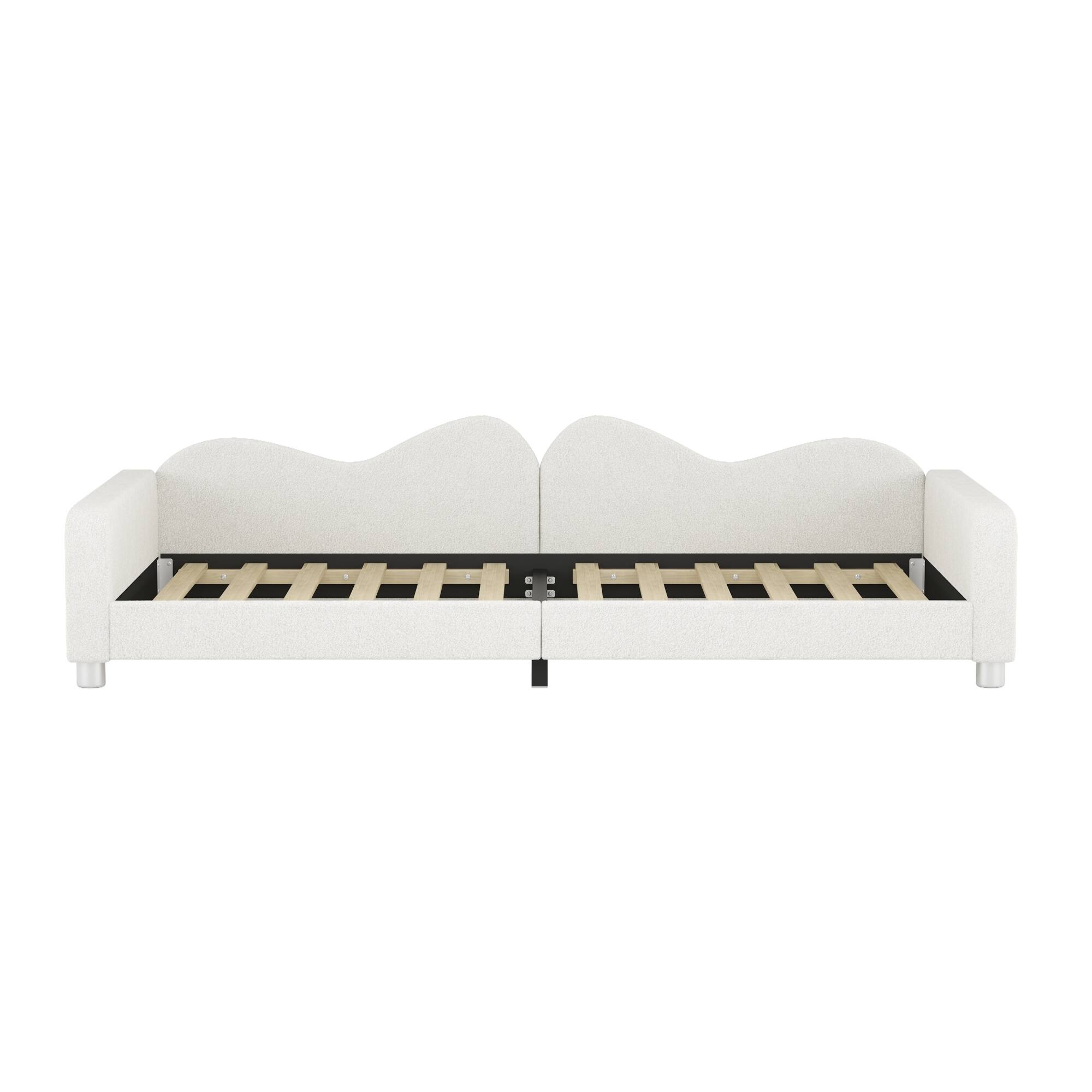 Alt View 7. GOODSILO - Twin Size Upholstered Sherpa Fabric Daybed with Cloud-Shaped Backrest Sofabed for Modern Home Decor - White.