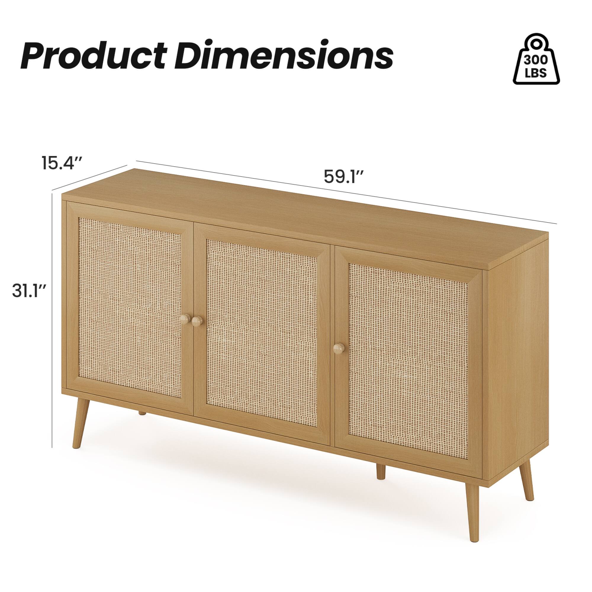Product Dimensions  
300 LBS  
15.4" x 59.1" x 31.1"