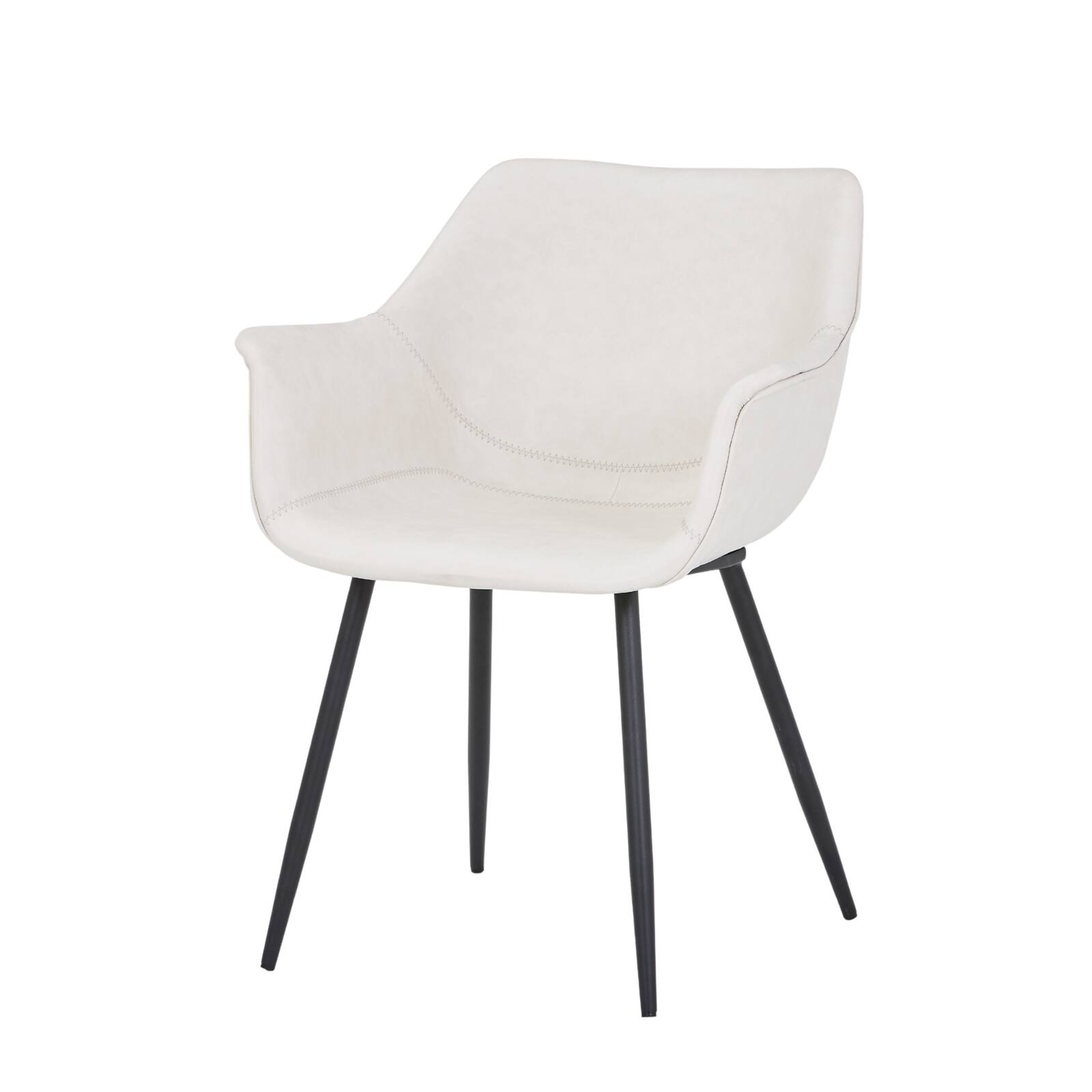 Alt View 7. LeisureMod - Markley Modern Distressed Leather Dining Chair with Iron Legs - Cream.