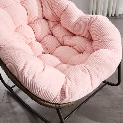 Alt View 2. GOODSILO - Outdoor Rattan Rocking Chair Padded Cushion Rocker Recliner for Porch, Living Room, Patio, Garden - Pink.
