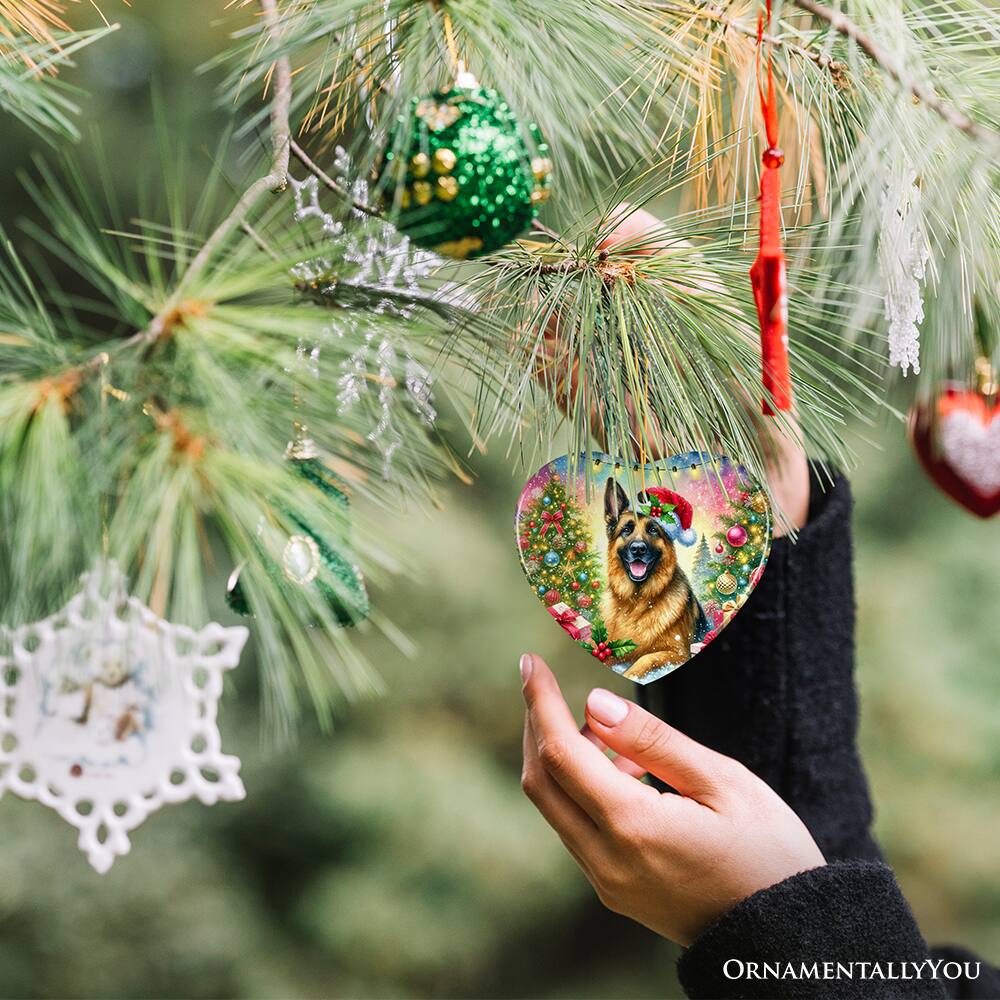 Alt View 1. OrnamentallyYou - Winter Wonderland German Shepherd Ornament Gift and Decor for Cozy Christmas Heart Version - Multi-colored.