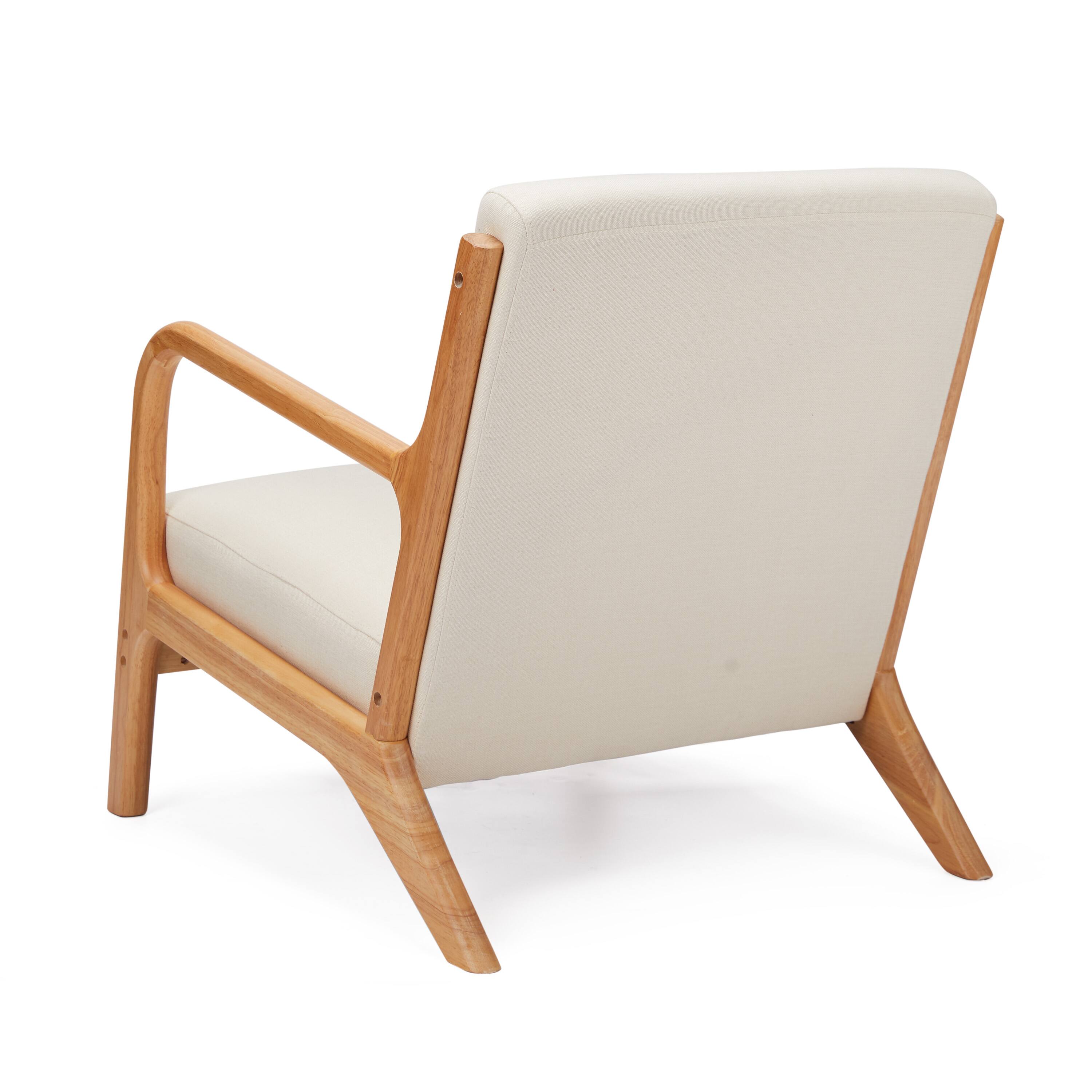 Alt View 4. JOMEED - Jomeed Oak Wood Frame Mid Century Modern Accent Chair for Living Room, Beige - Beige.