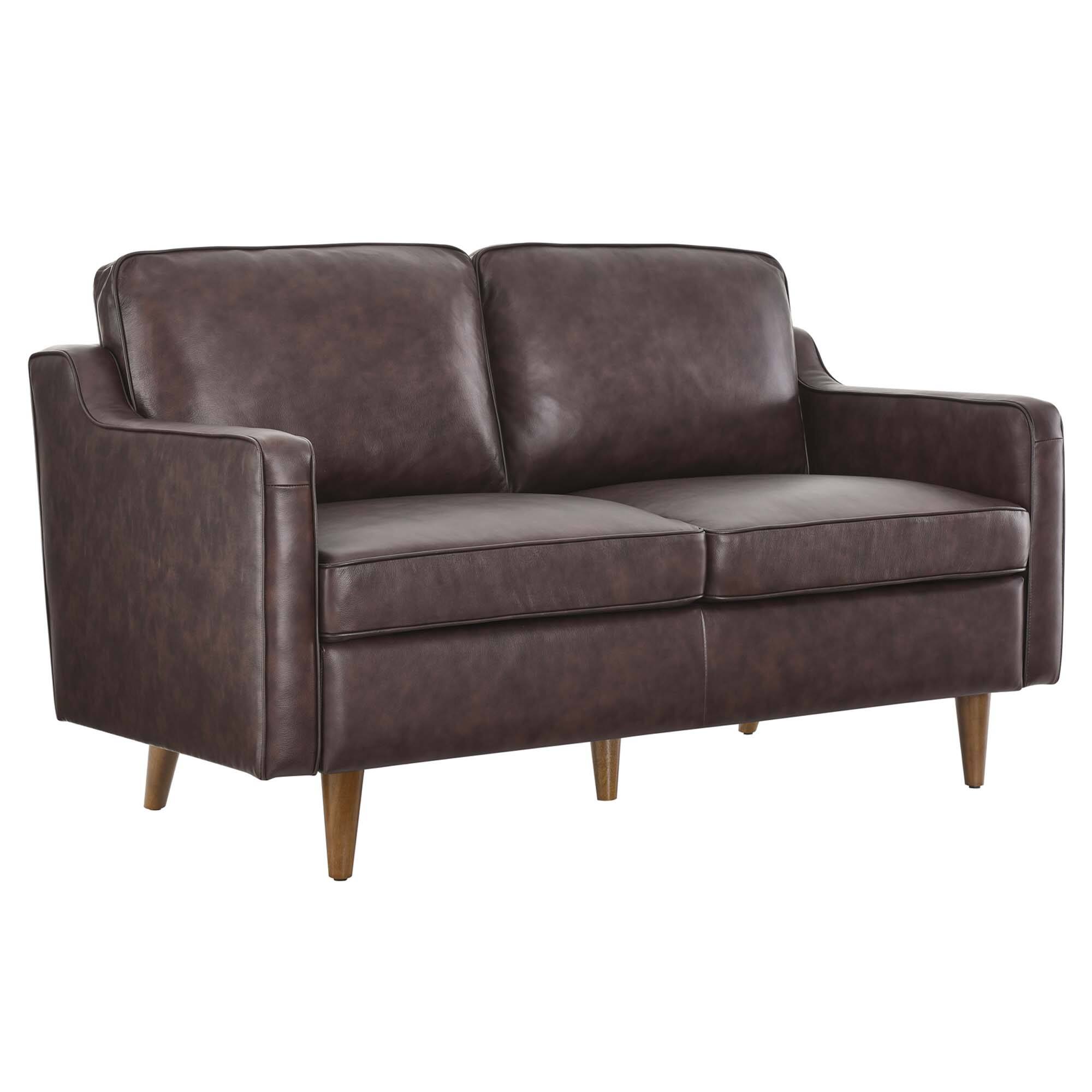 Angle. Modway - Impart Genuine Leather Loveseat by Modway - Brown.