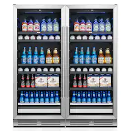 Yeego - 48 inch Beverage Refrigerator fridge,Freestanding or Built-In 476 Cans Beverage cooler with Glass Door for Home,Bar - Silver