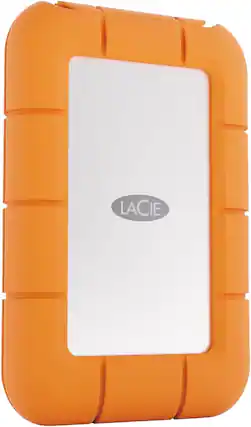 Front. Seagate - LaCie Rugged Mini Externe SSD 500GB, PC/Mac/iPad/Thunderbolt, 40 Gb/s, 2.000 MB/s, Rescue Services (STMF500400) - Orange.