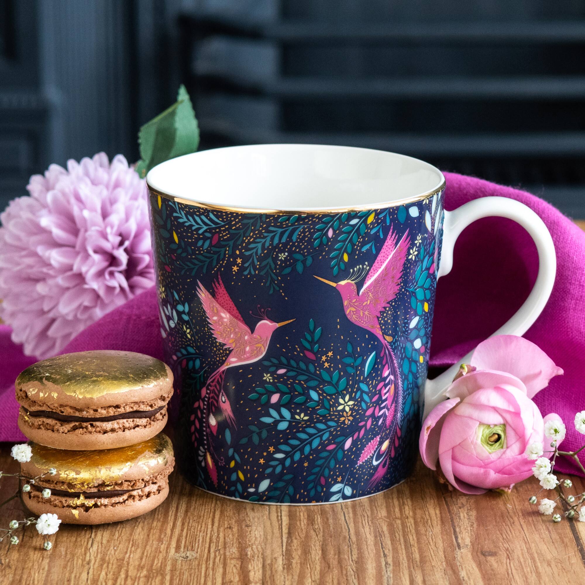 Alt View 1. Portmeirion - Sara Miller India Mug 12Oz. - Hummingbird Blue - Blue.
