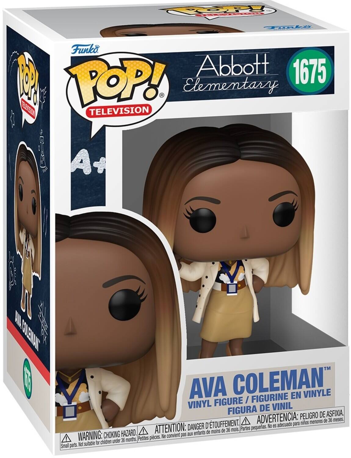 POP! Funko Abbott 1675 TELEVISION A+ Elementary AVA COLEMAN EN VINYLE FIGURE / FIGURINE VINYL DE VINIL FIGURA DE ASFIXIA. ADVERTENCIA: PELIGRO DE ASFIXIA. DANGER D'ÉTOUFFEMENT. WARNING: CHOKING HAZARD. Partes pequeñas. No es adecuado para niños menores de 36 meses. Petites pièces. Ne convient pas aux enfants de moins de 36 mois. Small parts. Not suitable for children under 36 months.