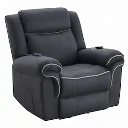 Manhattan Lane - Seru Power Motion Lift and Recliner Chair, Heated Massage - Dark Gray
