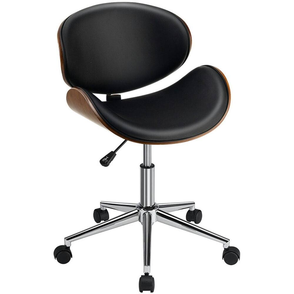 Alt View 3. Kadyn - Adjustable Leather Office Chair Swivel Bentwood Desk Chair with Curved Seat-Black, Home Office Computer Desk Chair - Black.