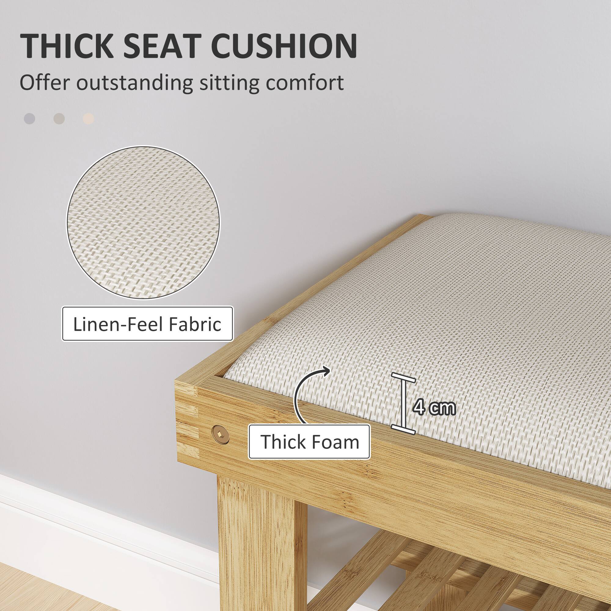THICK SEAT CUSHION Offer outstanding sitting comfort Linen-Feel Fabric Thick Foam I 4 cm