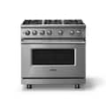 Viking - 36"W. 5.1 Cu. Ft. Freestanding Manual Clean Sealed 6 Burner Gas Convection Range - Stainless Steel - Stainless Steel