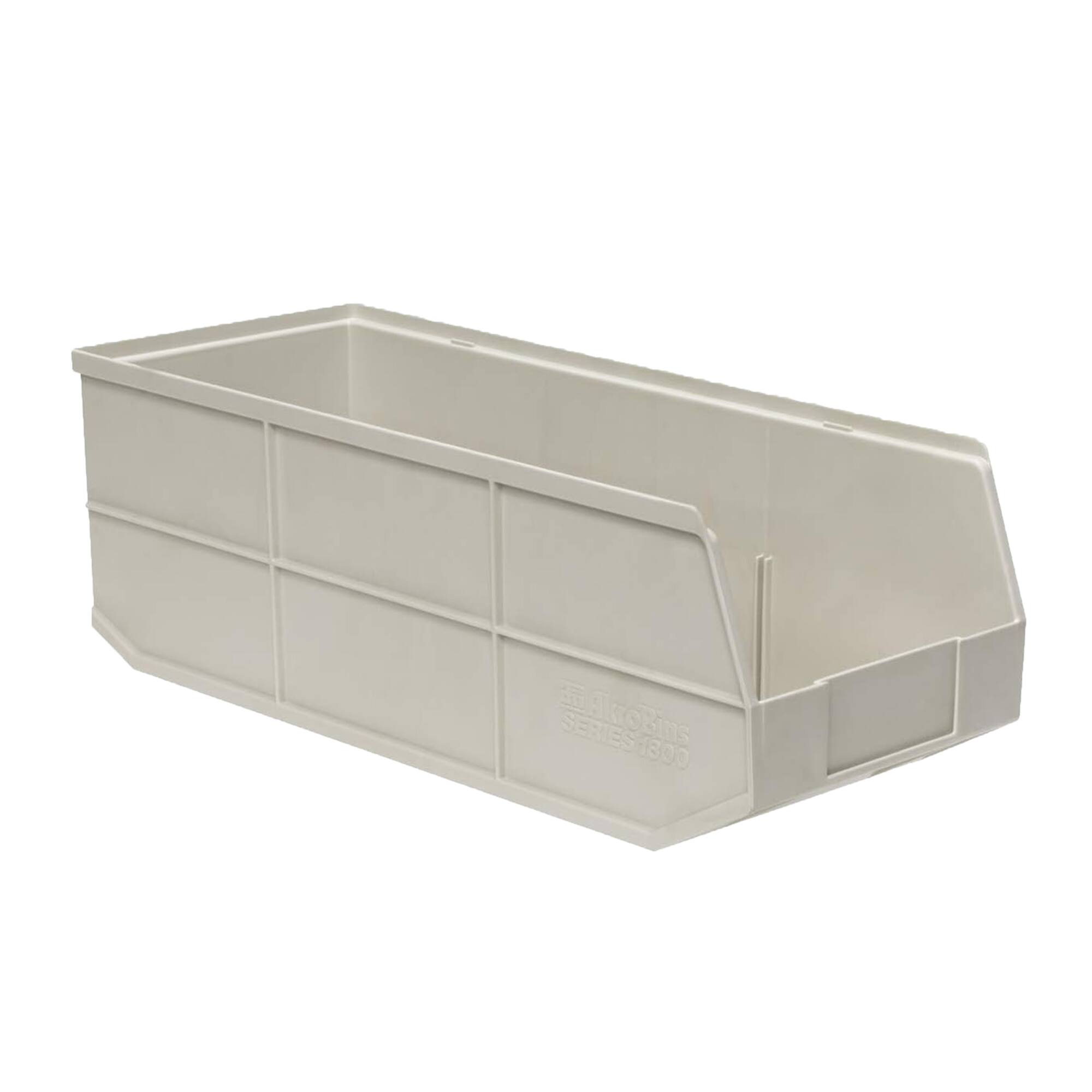 Front. Akro-Mils - Akro-Mils 6 Pack AkroBins Plastic Storage Bins, Space-Saving Organizers, Beige - Beige.