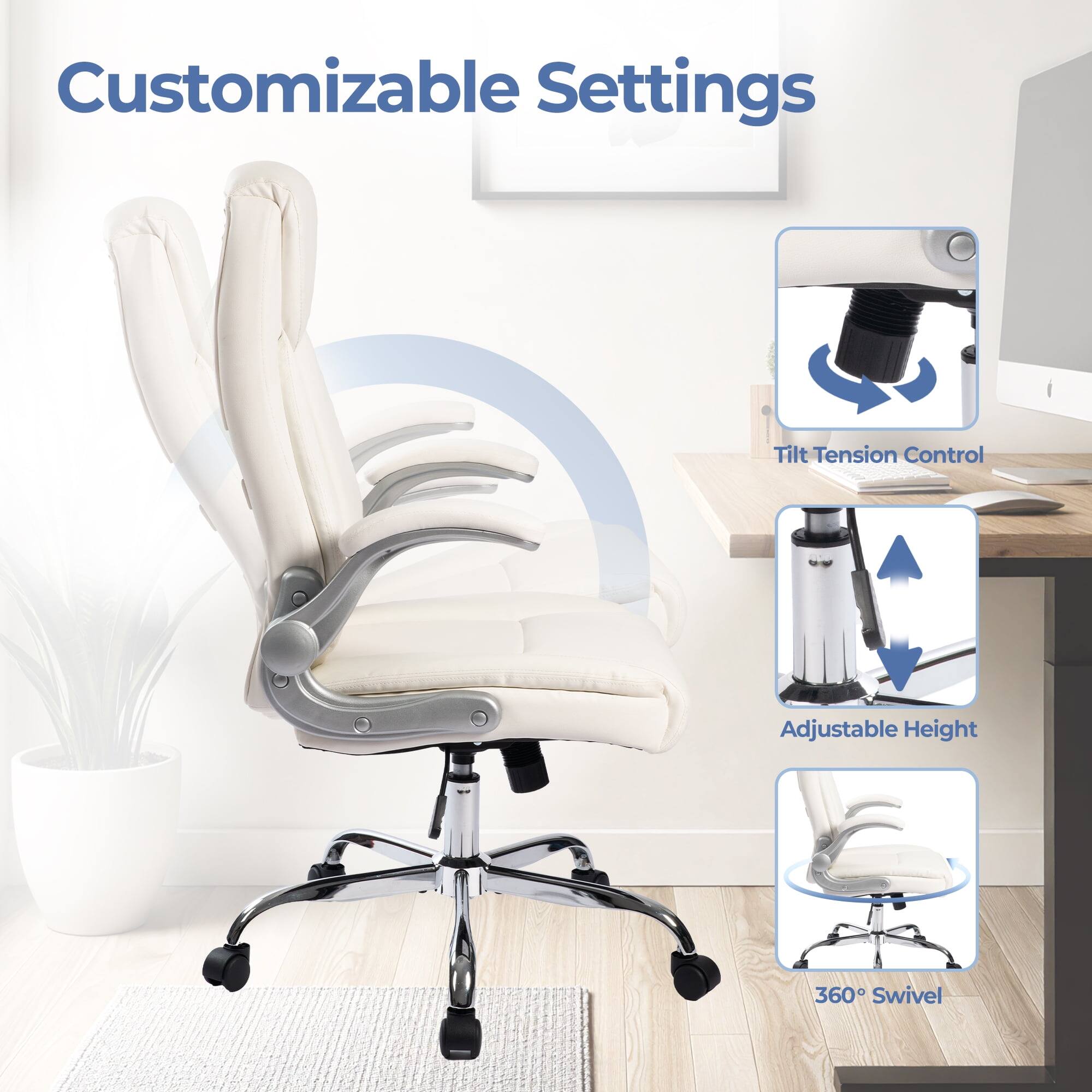 Customizable Settings  
- Tilt Tension Control  
- Adjustable Height  
- 360° Swivel