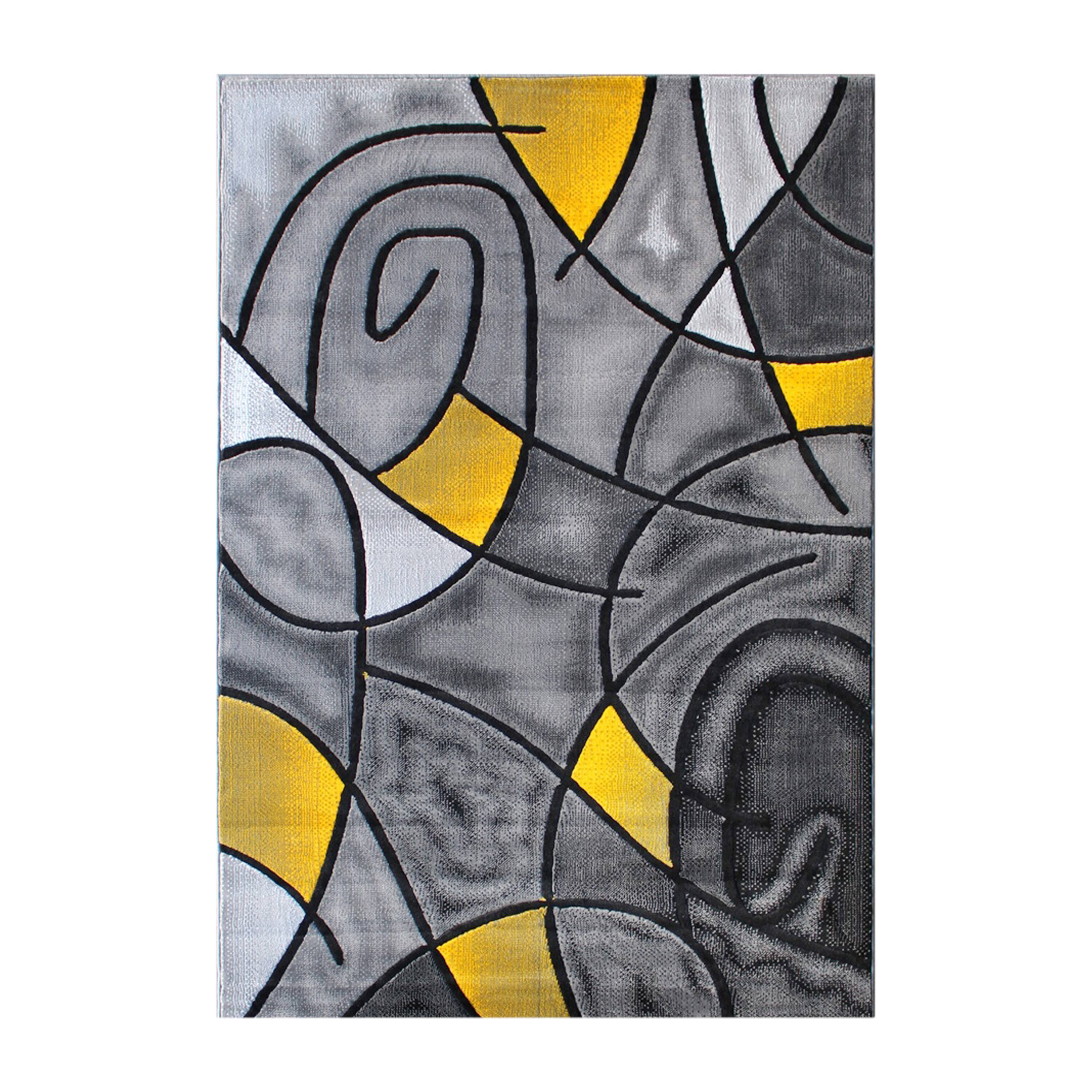 Alt View 1. Emma + Oliver - Urbane Contemporary Abstract Geometric Olefin Accent Rug in Gradient Shades with Natural Jute Backing - Yellow.