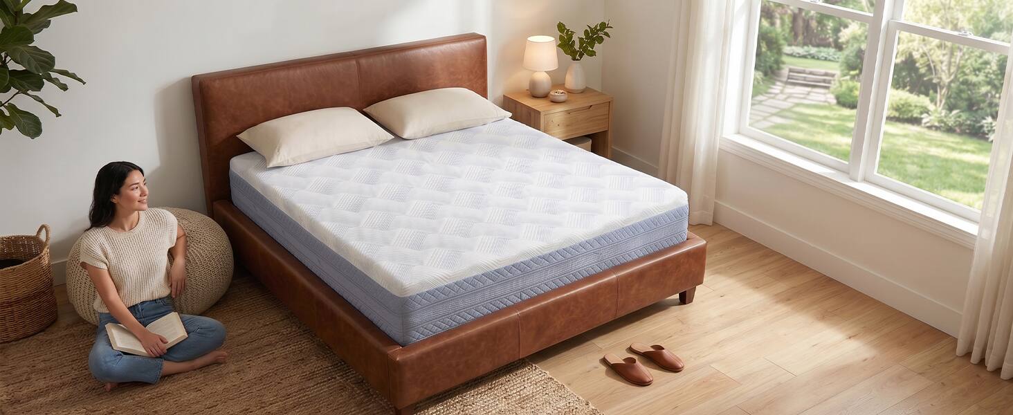 Alt View 4. FED Fitness - King Size,Memory Foam Mattress 12 Inch King Mattress for Cooling Night Sleep Comfort Support Ink Painting - White/Black.