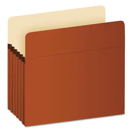 Front. TOPS - Pendaflex Standard Expanding File Pockets 5.25 Expansion Letter Size Red Fiber 10 per Box.