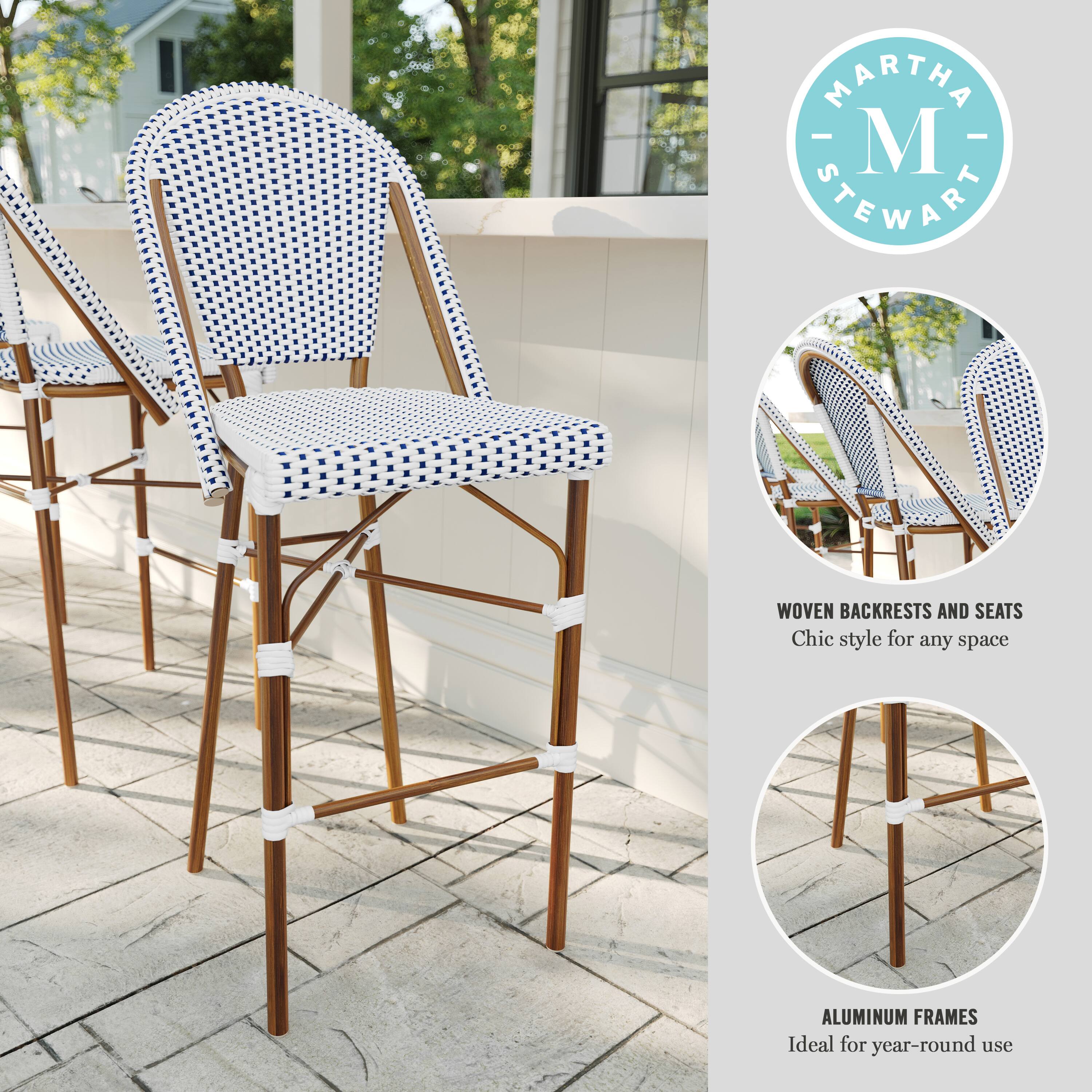 MARTHA STEWART WOVEN BACKRESTS AND SEATS Chic style for any space ALUMINUM FRAMES Ideal for year-round use