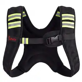 Sunny Health & Fitness - Weighted Vest with Adjustable Front Buckles, Reflective Materials & Detachable Storage Pouch - Black