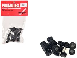 6-Spoke Rear Wheelset Set of 8 pieces 1/87 (HO) Plastic Model by Promotex - Black