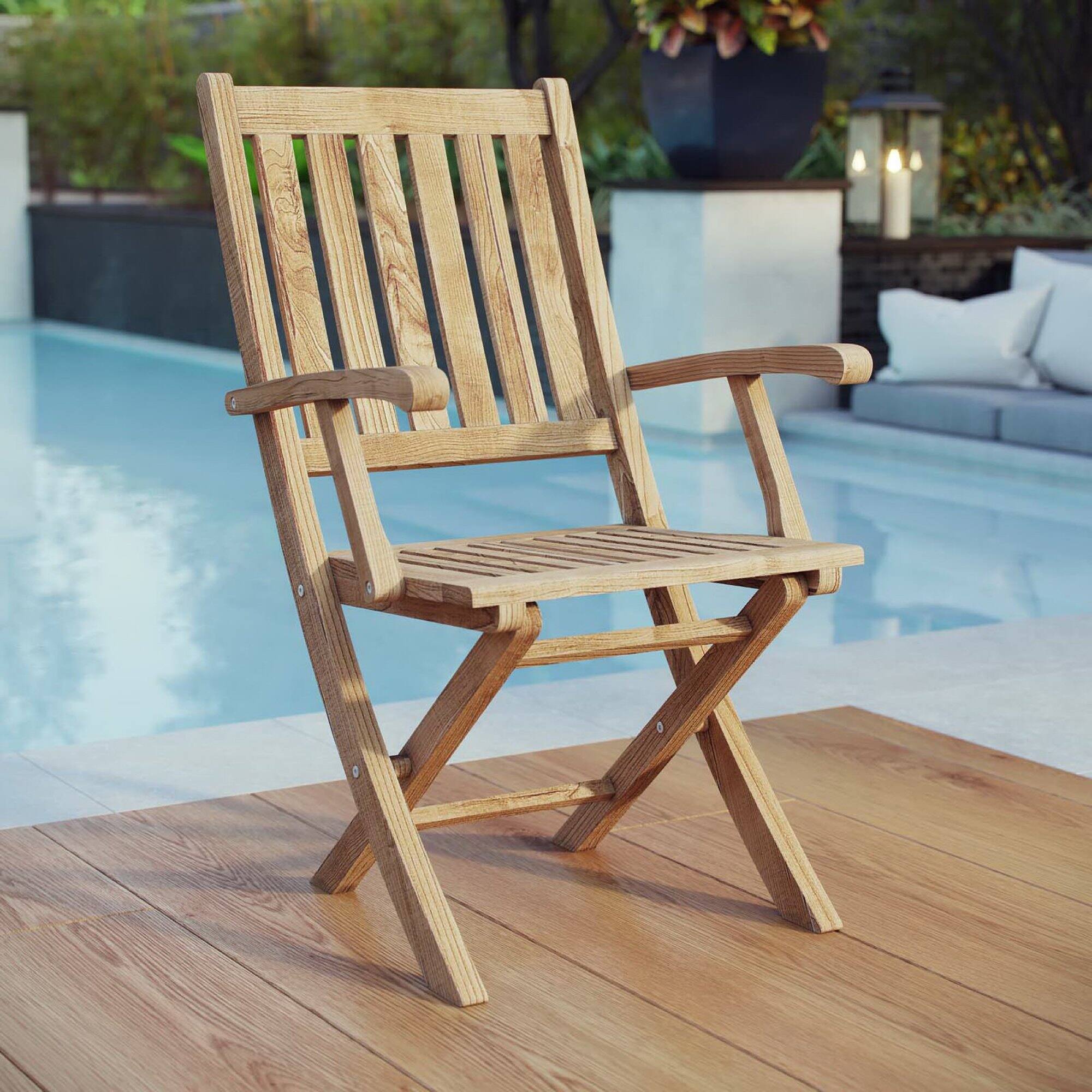 Angle. Modway - Marina Outdoor Patio Teak Folding Chair by Modway - Natural.