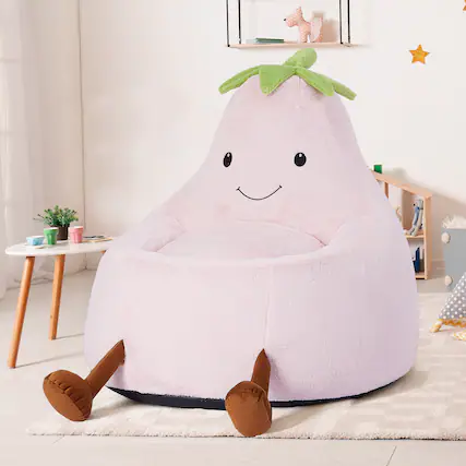 Front. Anysun - 31"Children's bean bag chairs, filled toddler sofas and teenagers and children covered with artificial rabbit fur - Pink.